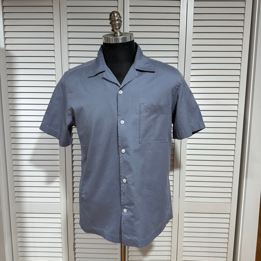 Reiss Slate Blue Short-Sleeve Button-Down Shirt